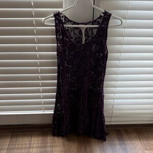 Free People Deep Purple Lace Mini Dress